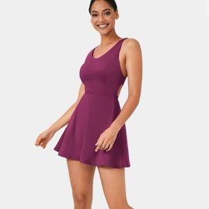 Crisscross backless Halara dress + matching shorts